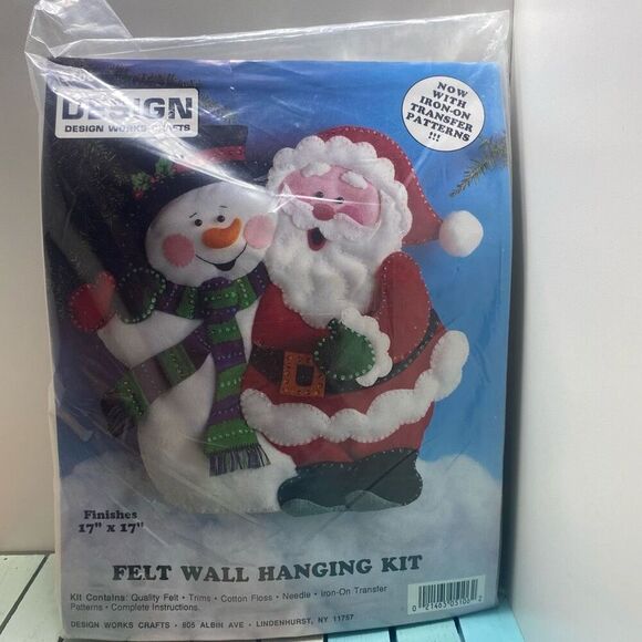 Design Works Felt Christmas Kit Lot Stocking Santa Wall Hanging Snowman Craft Se - Picture 4 of 5